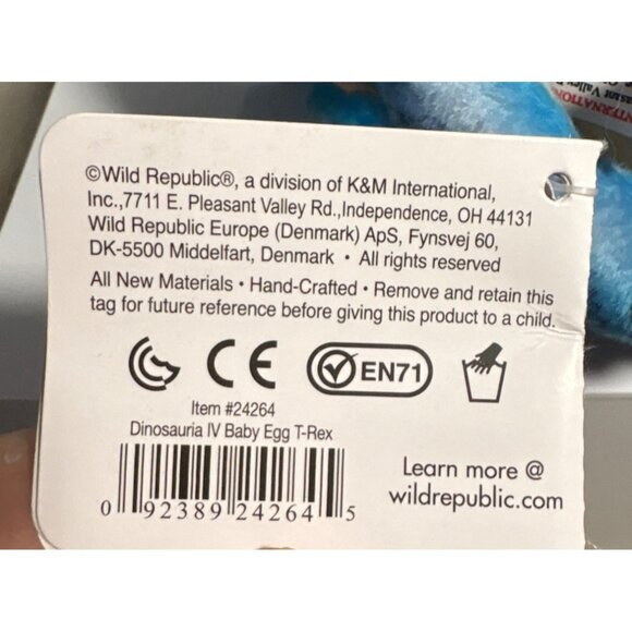 Wild Republic Dinosauria IV Baby Egg T-Rex Plush Toy Blue & Gray - Picture 5 of 8